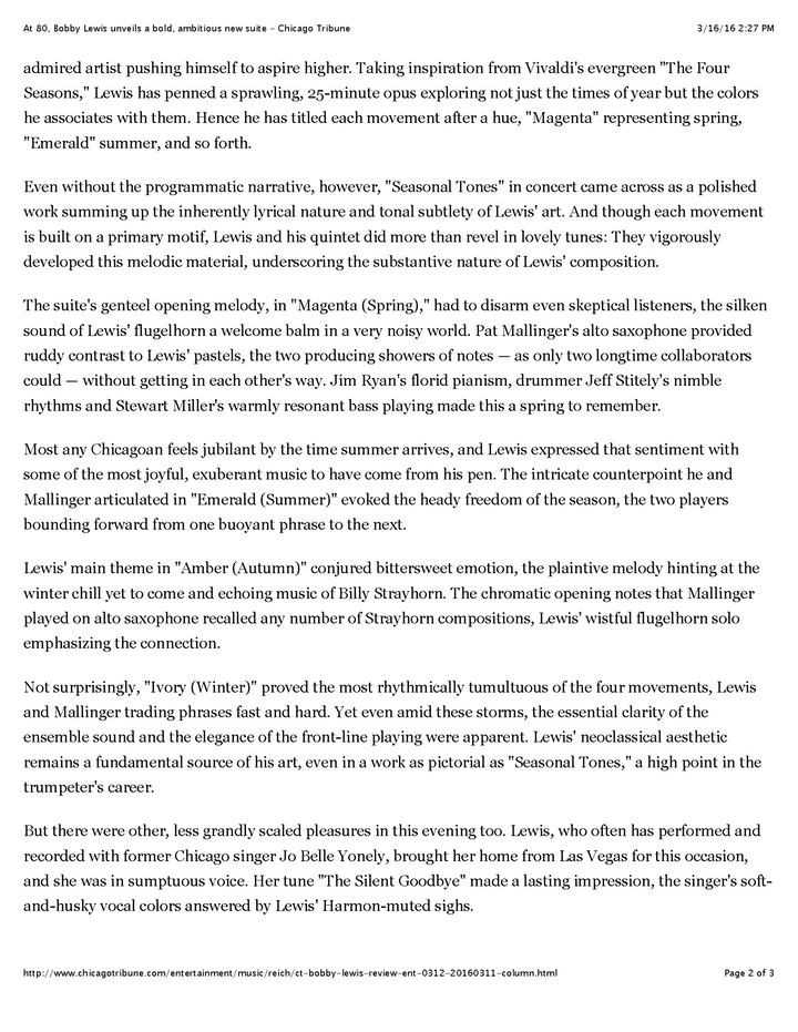 At 80, Bobby Lewis unveils a bold, ambitious new suite - Chicago Tribune Page 2